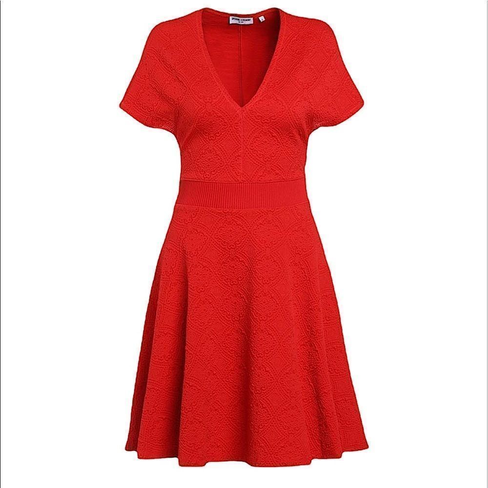 Opening Ceremony Medallion Jacquard Fit & Flare Red Dress